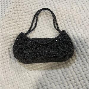 Elegant Black Beaded Shoulder Bag